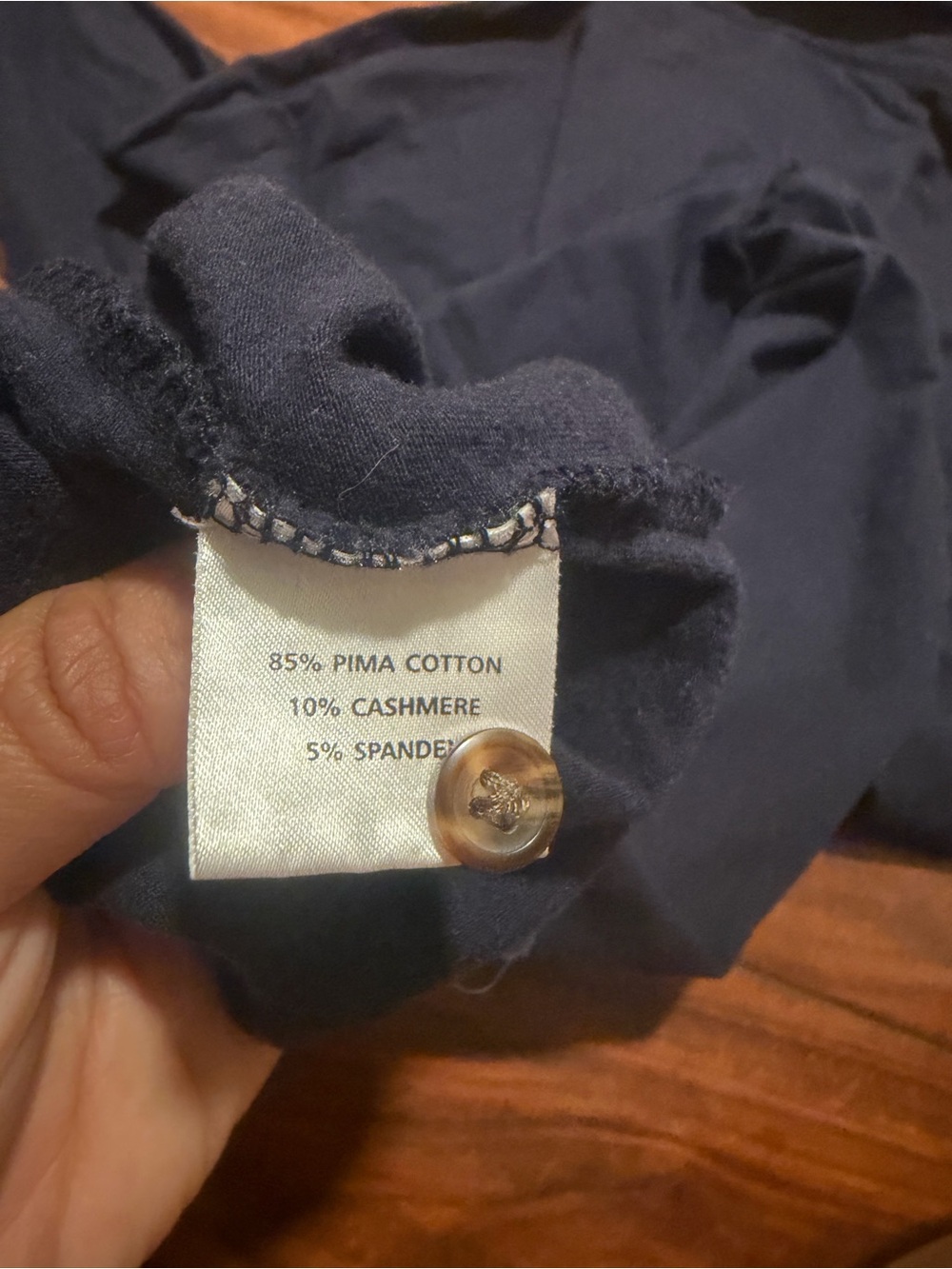 Peter Millar Navy Long-Sleeve Polo long sleeve Shirt Pima cotton and cashmere bl - Picture 7 of 8